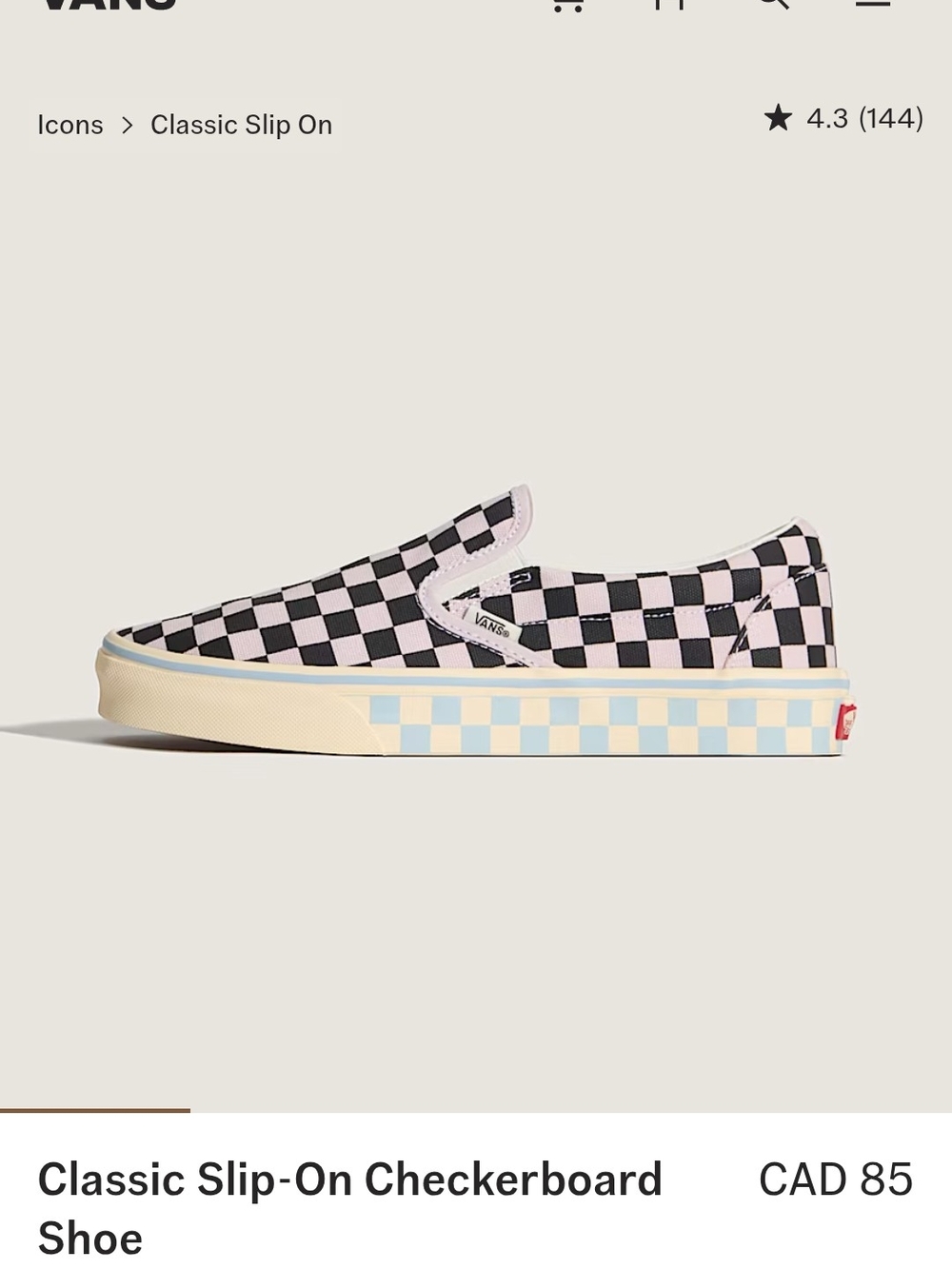 Vans Classic Slip-On Checkerboard Purple and Black